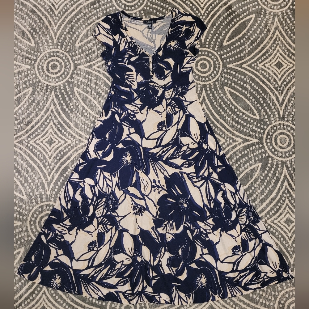 Cotton Navy and White Floral Maxi Dress